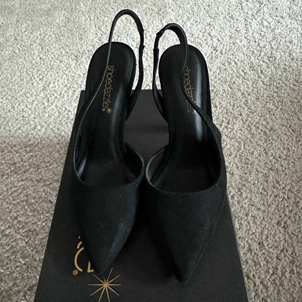 Shoe Dazzle Elegant Black Slingback Heels